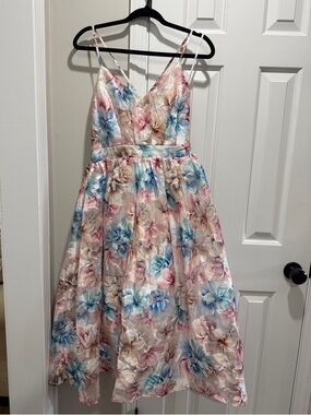 Lulus Refined Eloquence Mauve Multi Floral Jacquard Midi Dress